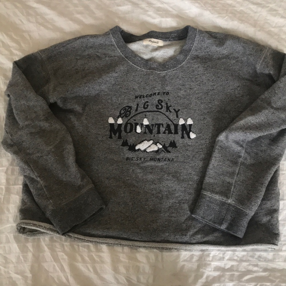 Madewell cropped Big Sky Montana gray Sweatshirt medium